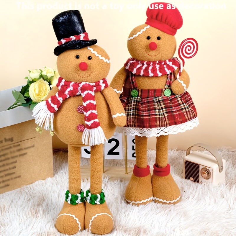 

2pcs Gingerbread Couple Set With Chef Hats - Christmas Window Displays, Holiday Party Decor & Shopping Mall , Best For Christmas