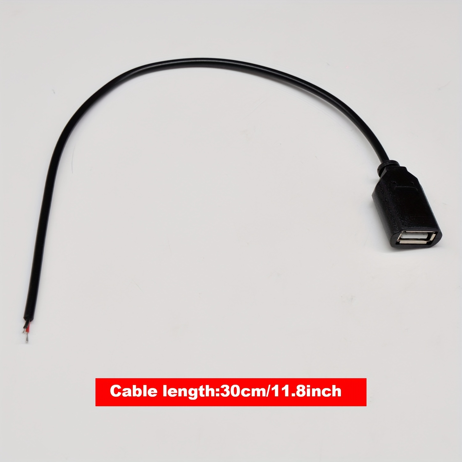 2pcs 5pcs 10pcs 2 pin usb 2 0 female 30  8in   open end power cable for and usb equipment   or replace repair diy cable black white