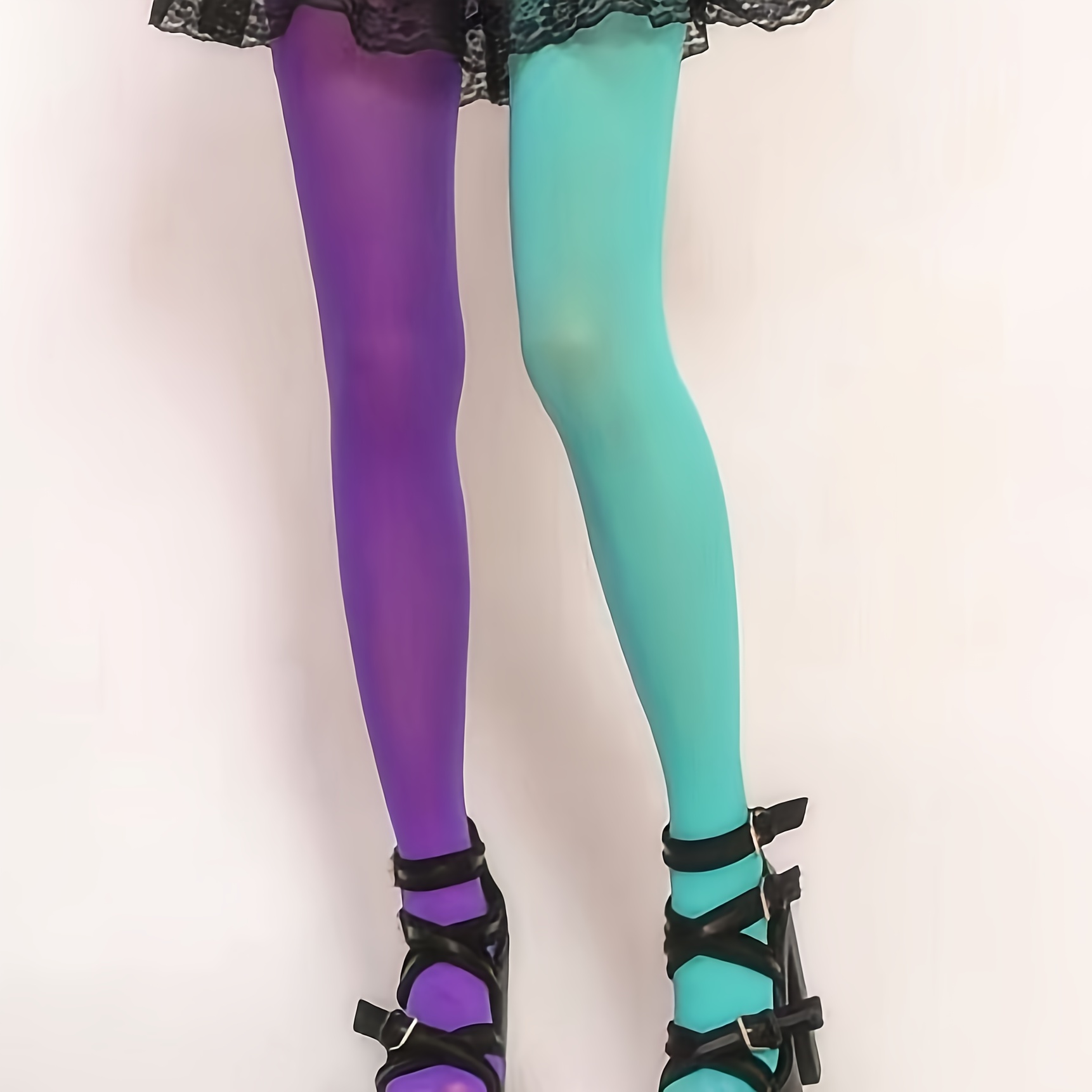 

Collants Élégants Multicolores 80D, Collants Colorblock AB Candy pour Halloween et Fêtes de Noël, Mélange de Nylon et Spandex pour Femmes, Tricotés - 1 Paire, Paire, Robe de Soirée