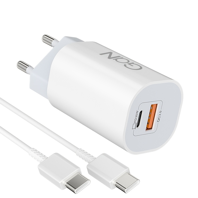 Image of 30w Usb A + Usb C Pd Qc3.0 Dual-port Charger | 2m Charging Cable Set, , Fast Charging, Universal Compatibility For Iphone And Devices, Bojuren Brand