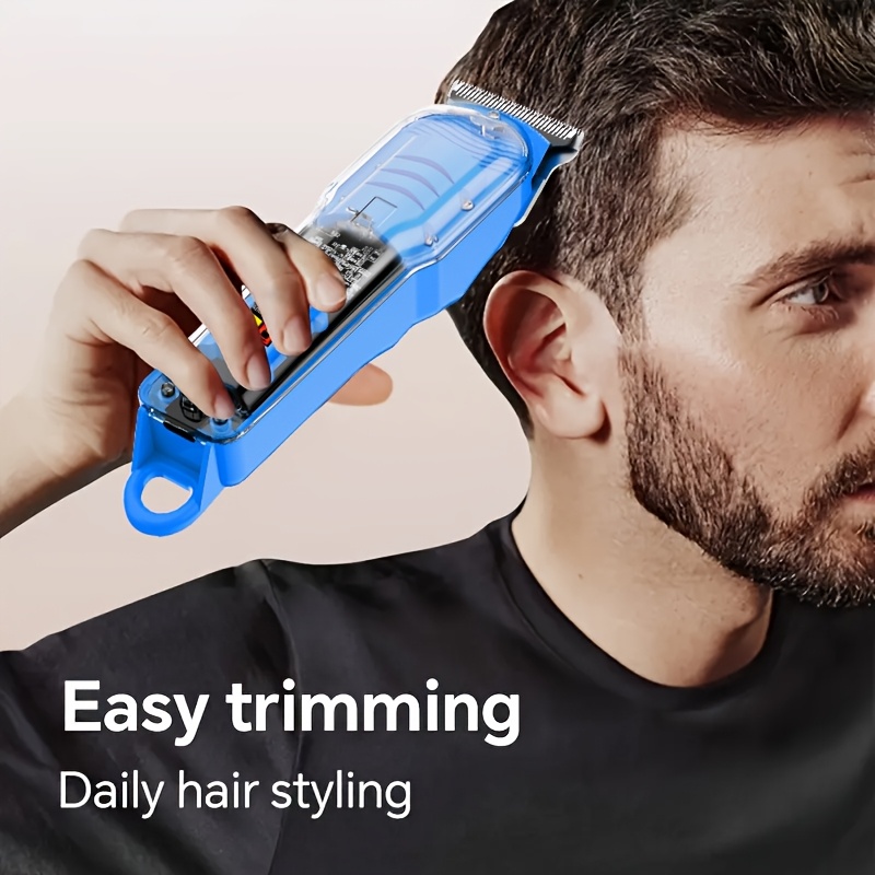 Rechargeable Professional Electric Hair Clipper, Transparent Shell Shaped Hair Trimmer, Cordless Portable Haircut Kit for Men Women Salon, with LED Display Screen