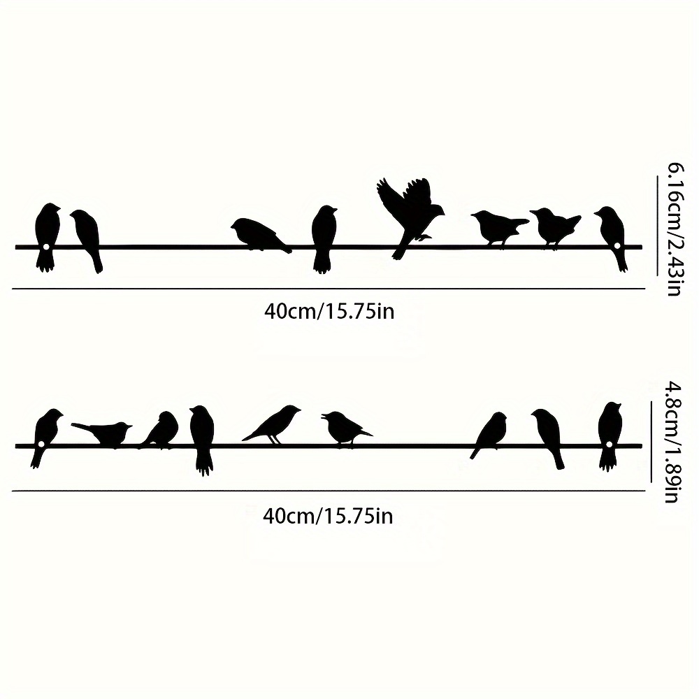 Image of Collection Of 2 Metal Bird Wall Decorations, Ornamental Indoor And Outdoor Garden Birds, Home Decor Wall Sculpture, Metal Bird Silhouette Features For Entryway