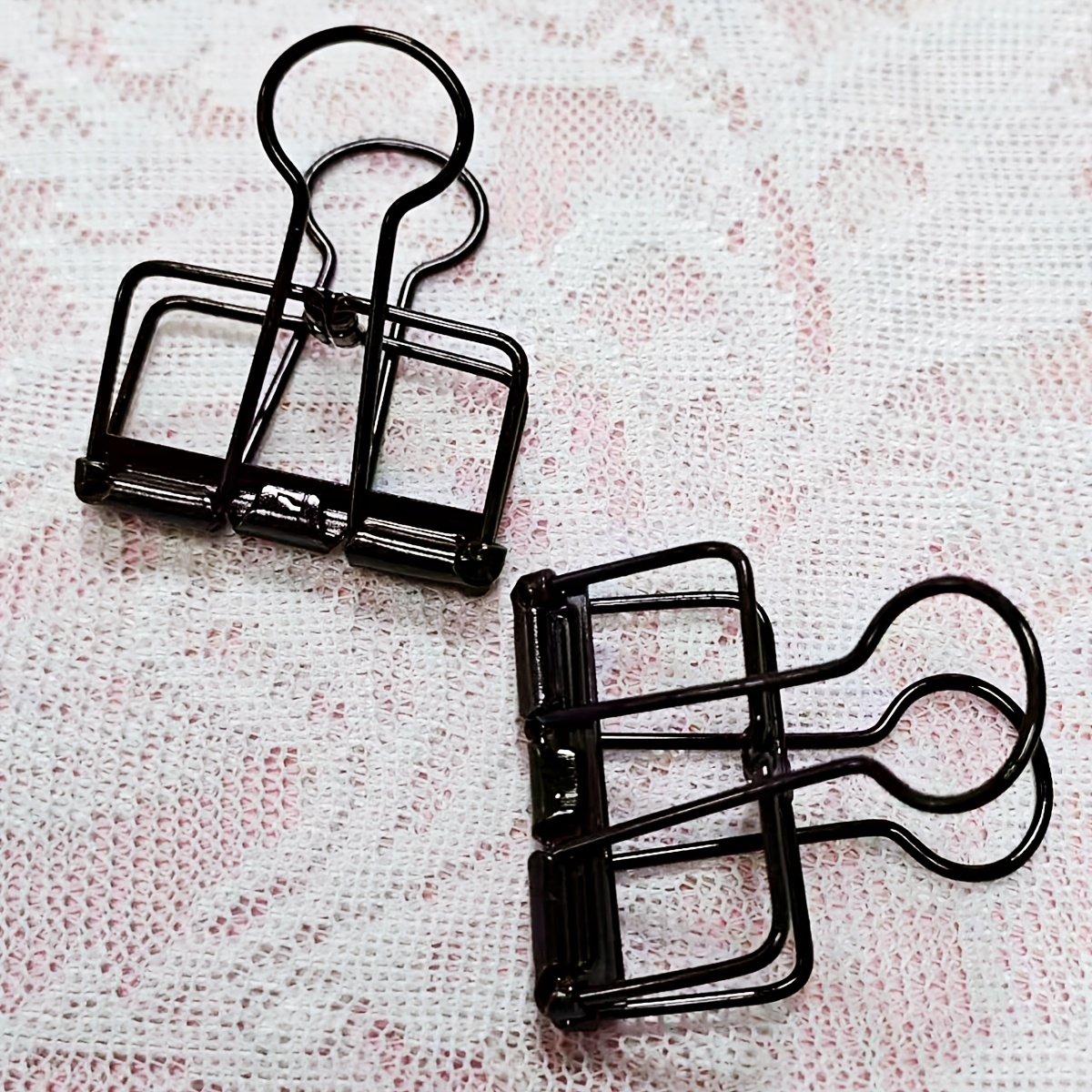 TEMU 2 pezzi Clip per raccoglitore nere traforate, morsettiere minimaliste in metallo per carta per l'organizzazione di documenti, cancelleria per