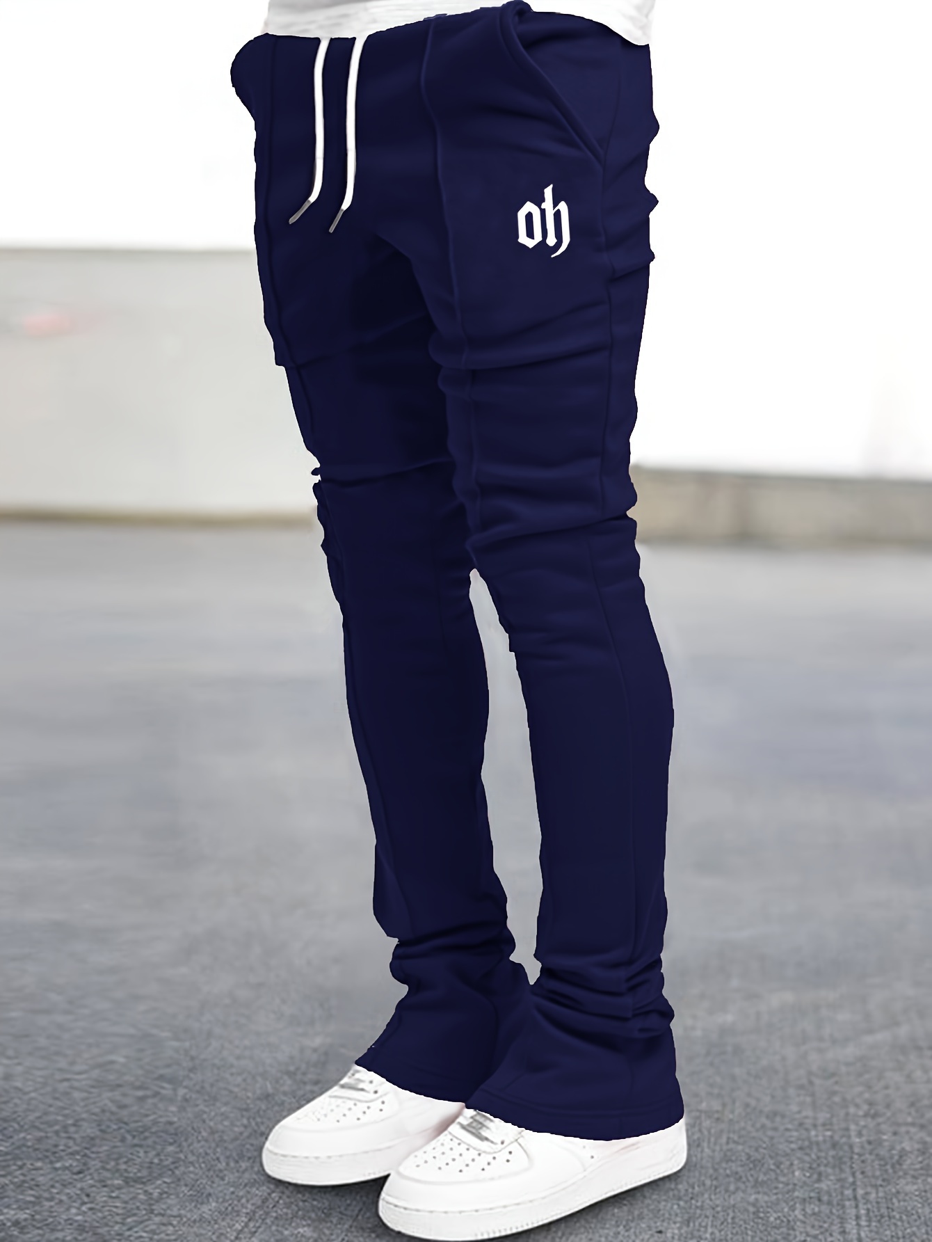men's casual flare pants with letter print - comfortable