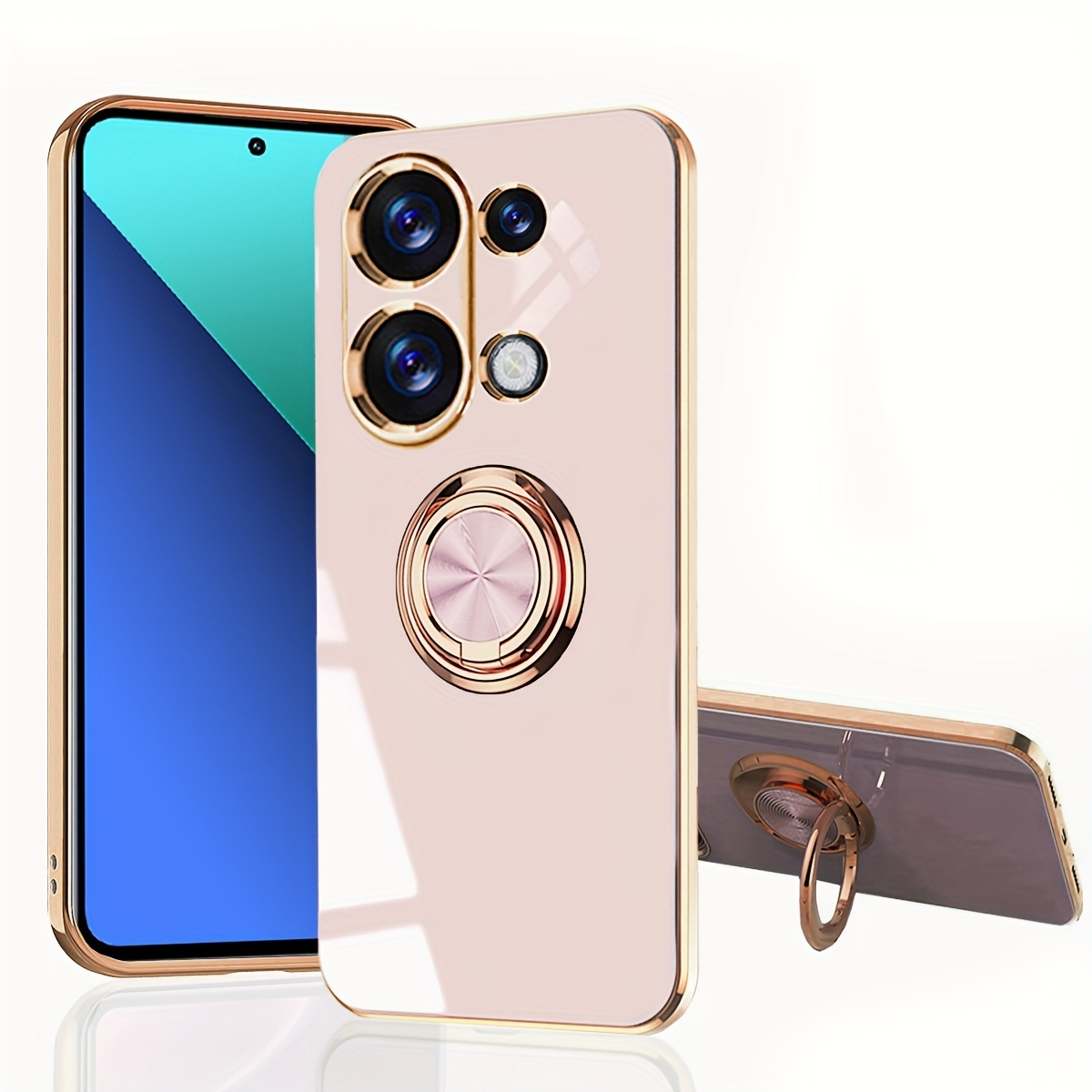 

For Xiaomi [ Pro 4g/poco M6 Pro] - Slim Fit [rotating Ring Stand ] [luxurious Golden Metal Color] Silicone Soft Tpu Cover [shockproof Protection]