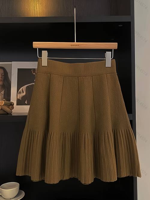 Women's High-Waisted A-Line Skirt - Short Length, Solid Color, Machine Washable for Autumn/Winter Fashion & Commuting, Skirt High Waist, Nontransparent Fabric
