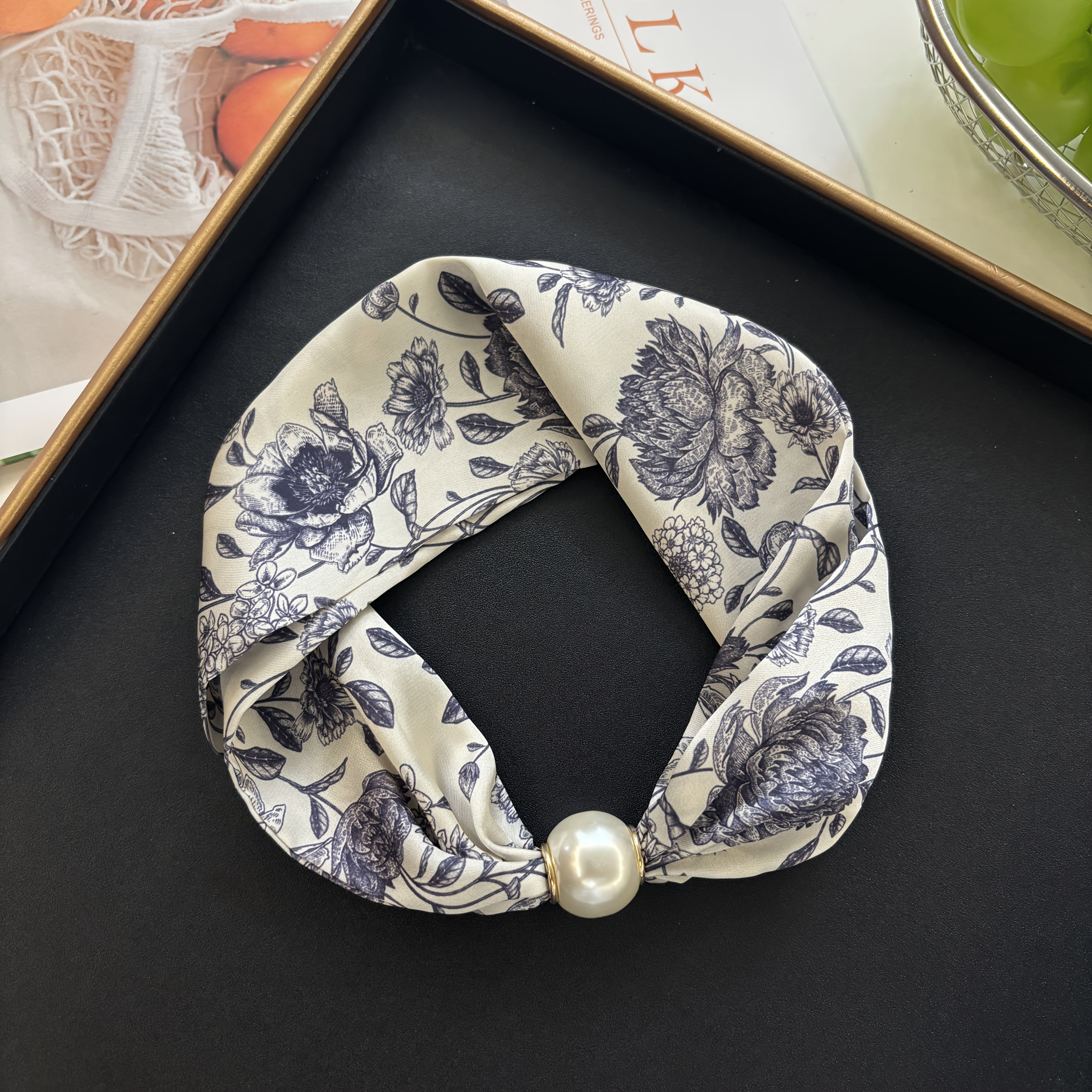 TEMU Écharpe magnétique vintage française avec fermoir - Non élastique adaptée à tous types de cheveux, -nœuds convertible en foulard/accessoire pour