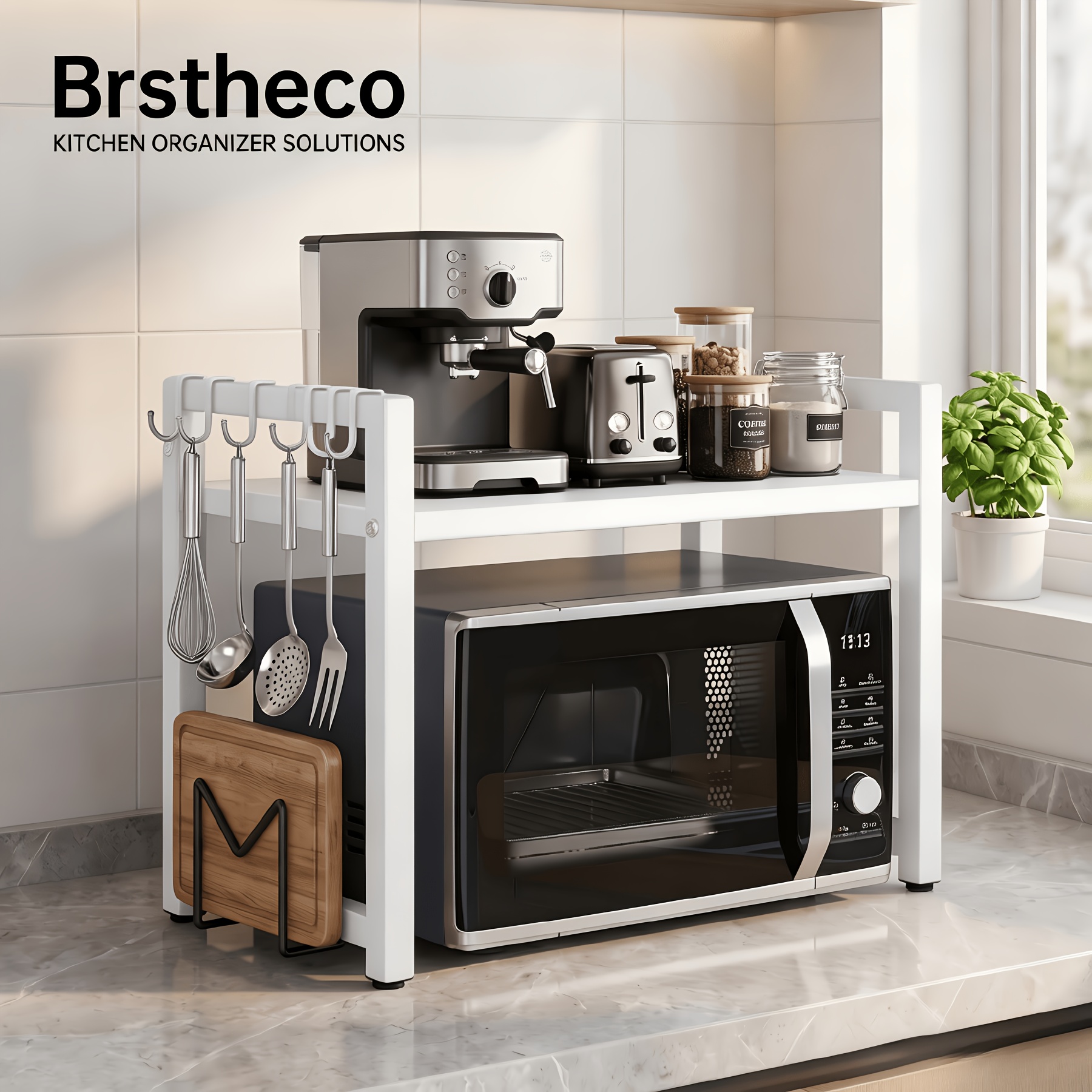 Kitchen Shelf, Multi Functional Storage Rack For Small Kitchen Appliances, Homeowners & Renters, Space Organizer, Coffee Station Shelf, Metal Stand