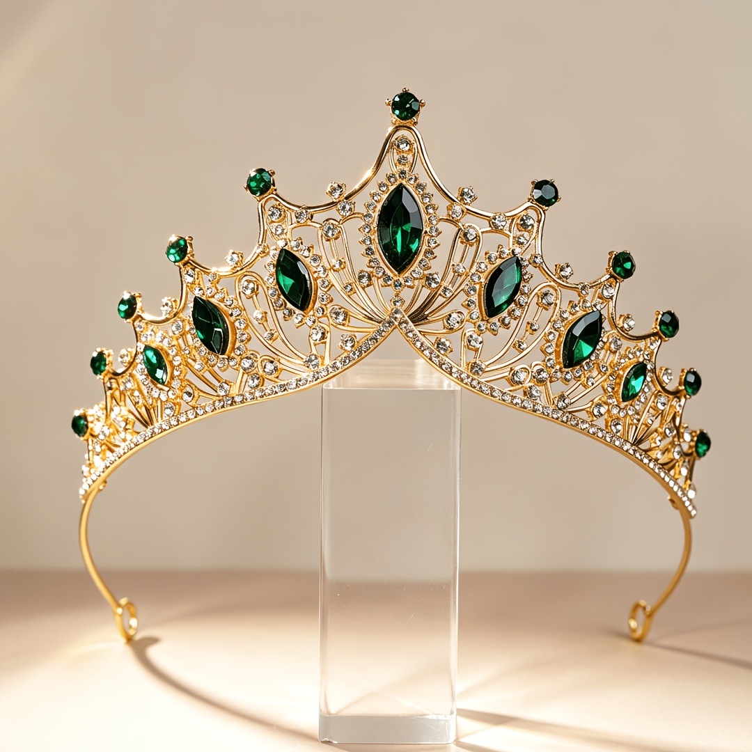 TEMU Vintage European Light Luxury Rhinestone Princess Crown, Bridal Wedding Party Birthday Evening Banquet Annual Meeting Ball Dress