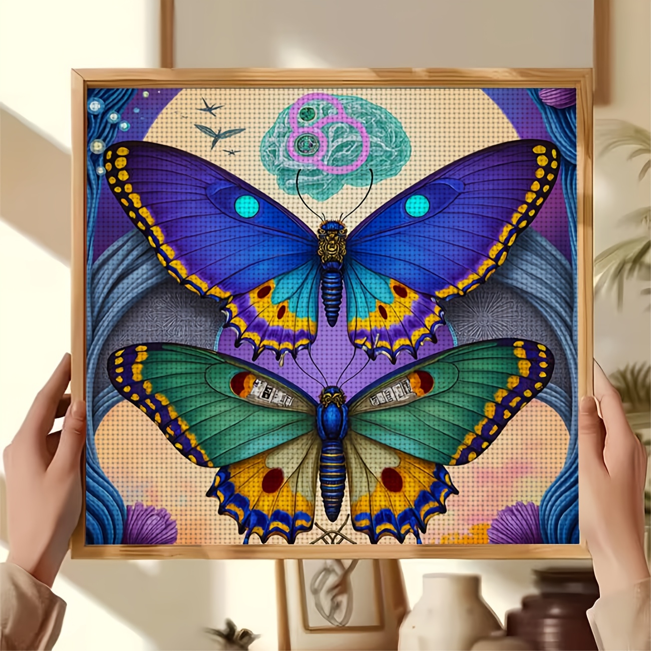 Cross Stitch Kit 'Double Colorful Butterflies Art' Pattern for Beginners