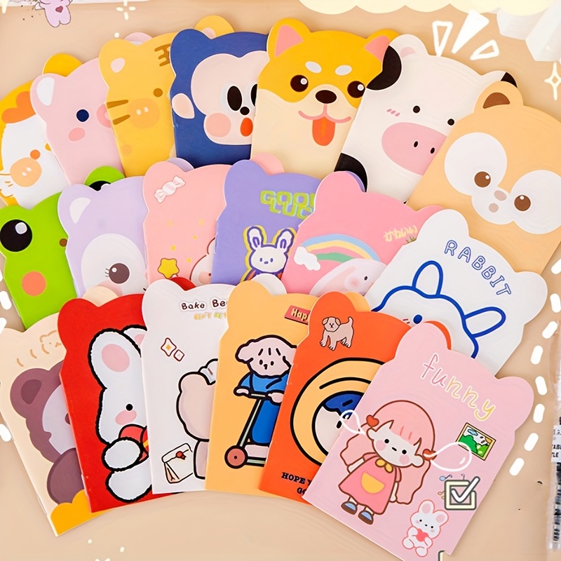 

10pcs Cute Cartoon Mini Notebooks Set, Personalized Memo Pads With Bookmark , Pocket-sized Blank Journals For Students, Classroom