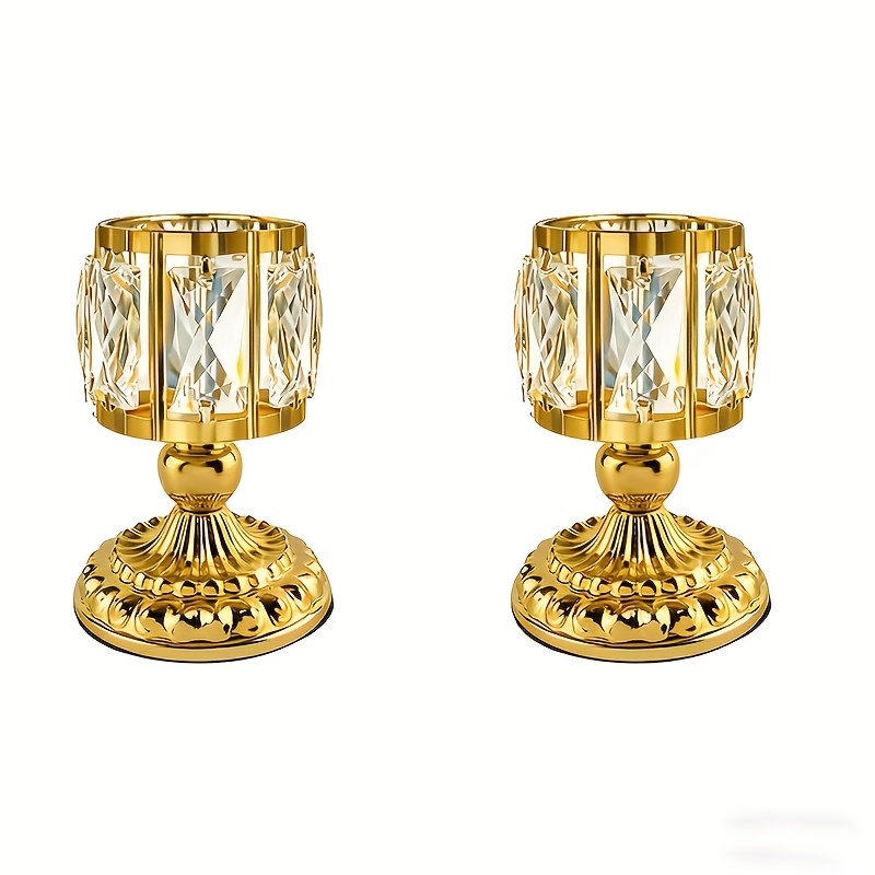 TEMU 2pcs Golden Candlestick Set, Decorative Candlestick, Suitable For Home, Wedding, Party, Living Room And Dining Room, Art Decoration