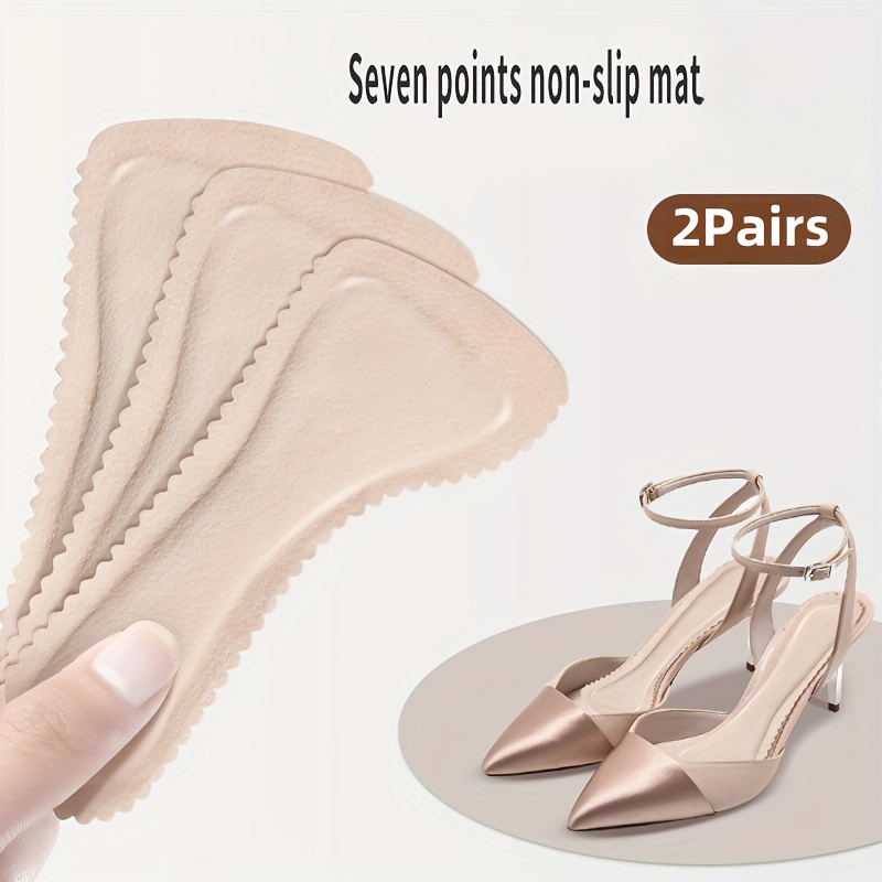 E-shop 4 Stück/2 Paar Anti-Rutsch Schweißabsorbierende Bequeme Einlagen mit Sieben-Punkt-Polsterung Kunstleder Halb-Einlegesohlen für Damen High Heels