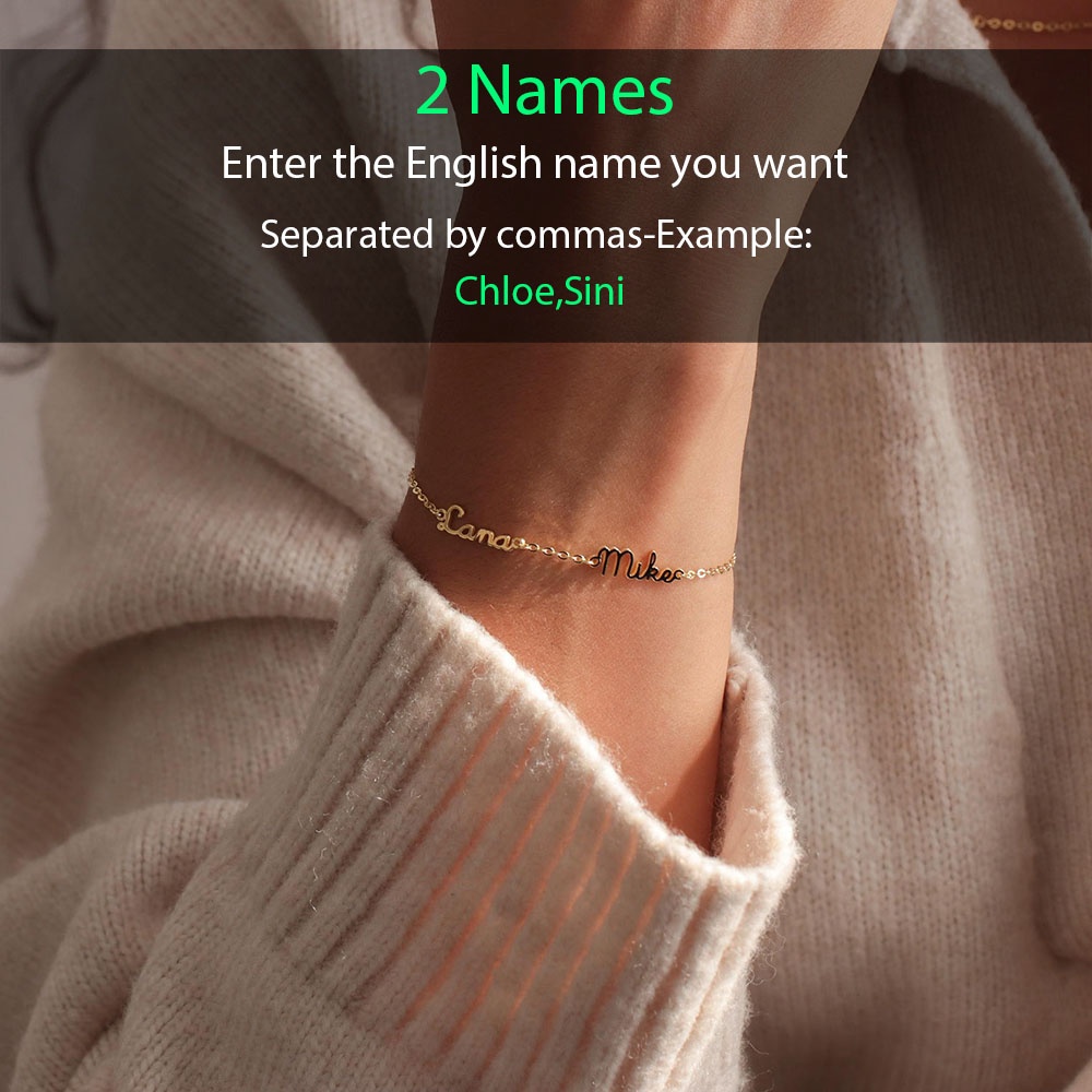 TEMU Bracelet de nom personnalisé et pour femmes, fabriqué en acier inoxydable 304L plaqué or . Personnalisable avec 2-3 en anglais, style bohème. Un