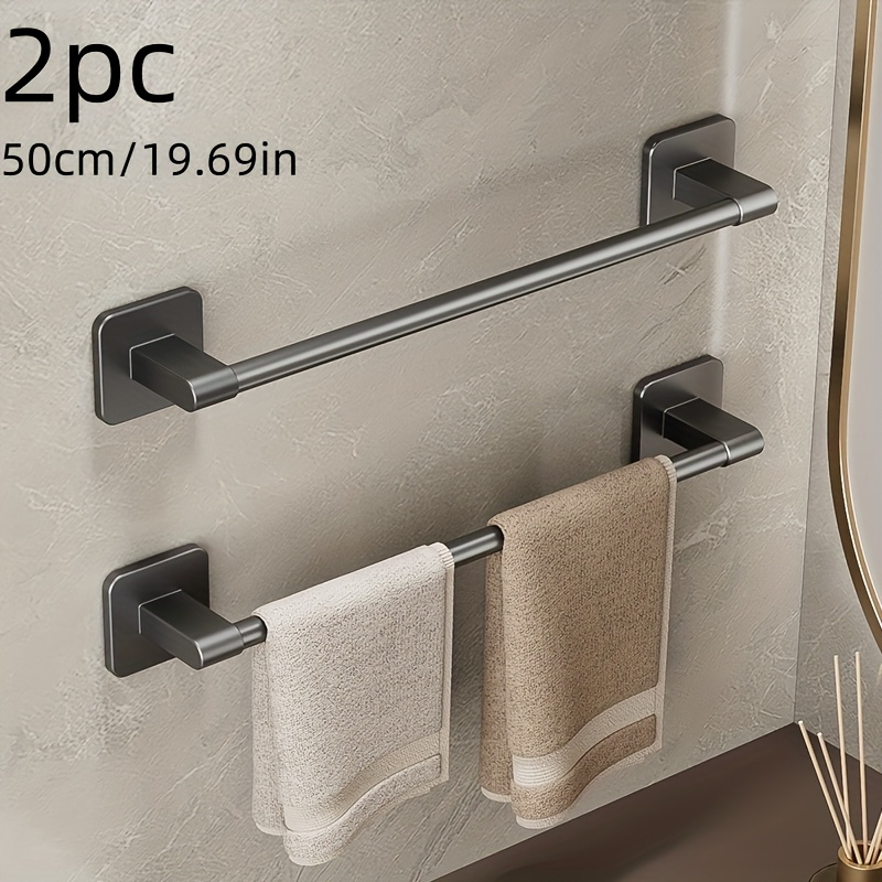 TEMU 2pcs Modern Plastic Towel Rack, Wall-mounted No-drill Single Rod Holder, , Durable Space-saving Design For Kitchen & Bathroom Storage, Strong