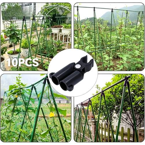 10pcs adjustable plant trellis connectors plastice plant stakes garden a type connecting joint for garde stake connectors 8mm rods not included