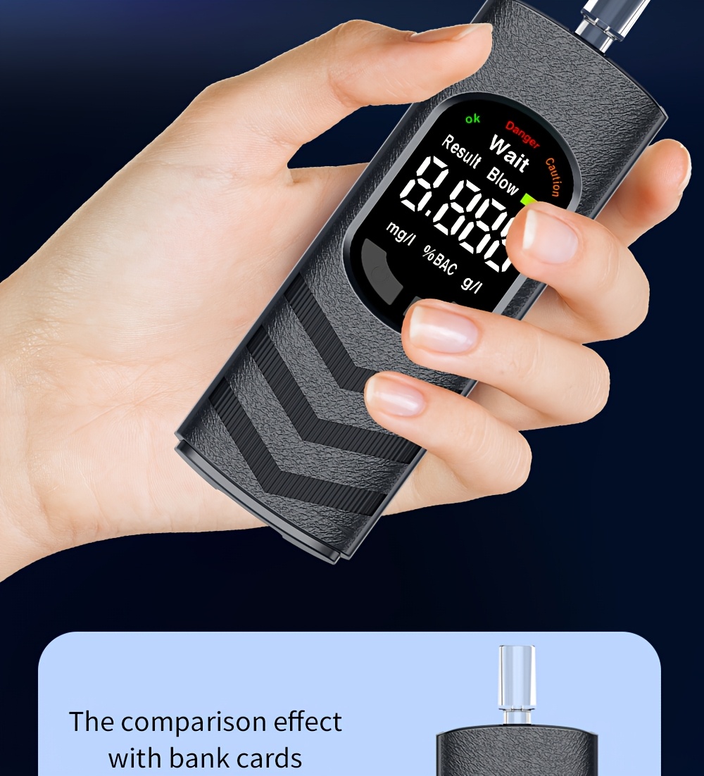 Digital Automatic Alcohol Tester, Professional Breath Alcohol Detector, Rechargeable Breath Alcohol Measuring Device, Alcohol Measurement Tool with LCD Display, Accurate And Sensitive, Continuous Monitoring