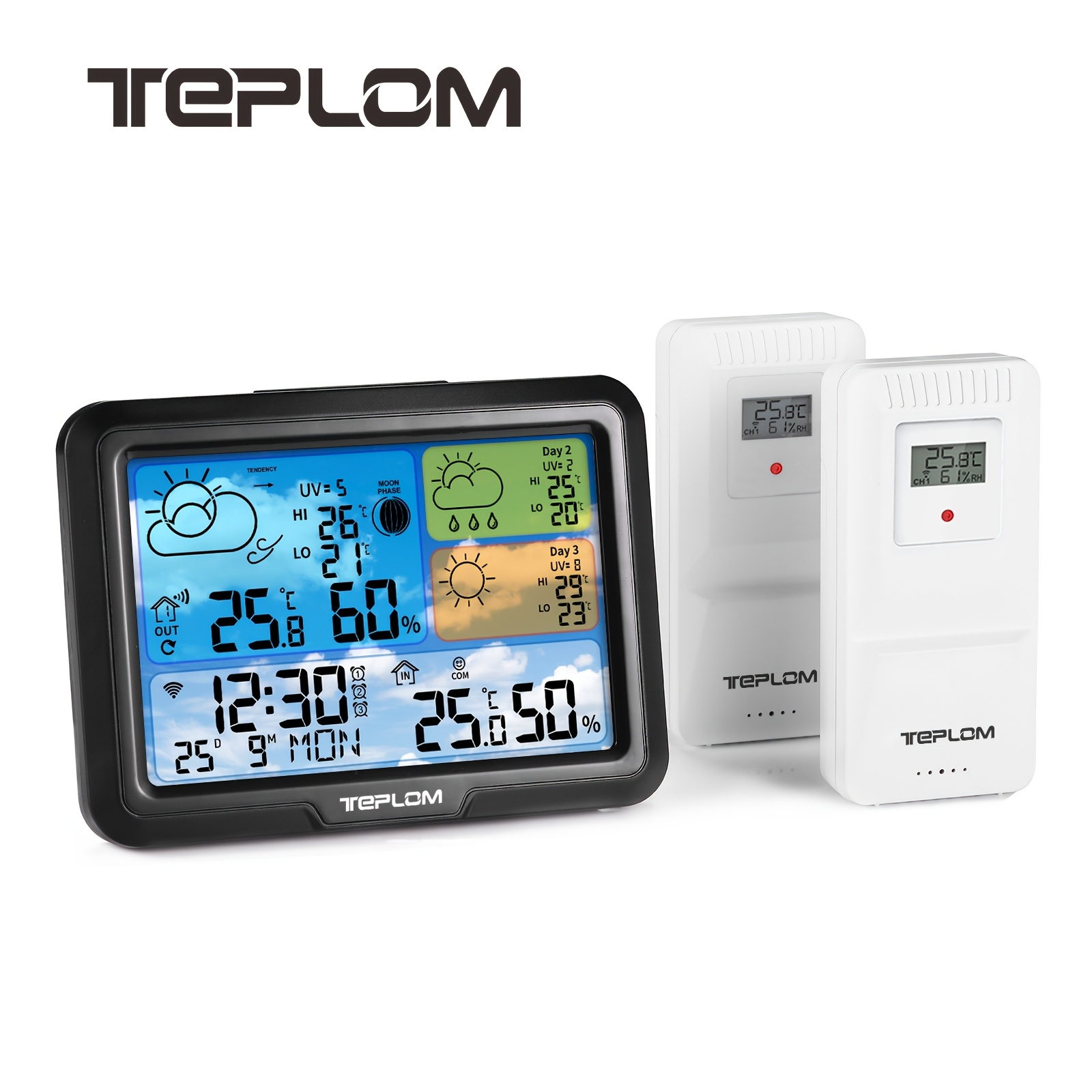 Image of Teplom Wifi Weather Station With Outdoor Sensor, Lcd Display, Platform, Indoor/outdoor Thermometer Hygrometer, Weather Forecast, Alarm/, /, For, Lab, Office, Outdoor Use (compatible