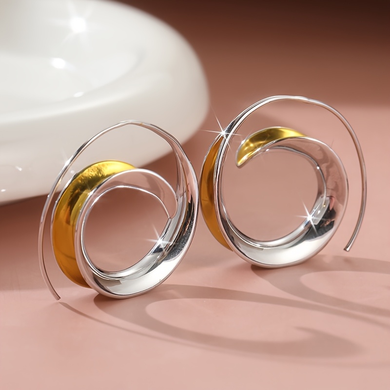 Women's Retro Bohemian Curly Spiral Two Tone Earrings