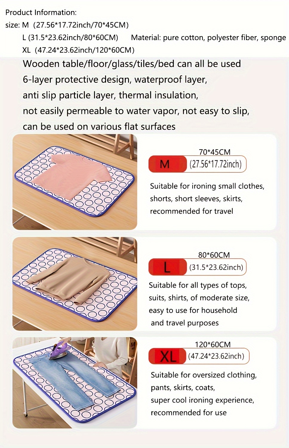 portable high temperature resistant ironing mat foldable waterproof heat insulated for   use details 5