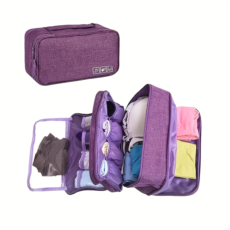 

1pc Nylon Travel Organizer Bag, Portable Lightweight Zippered Storage Case, Multi- Underwear And Clothing Organizer For Packing