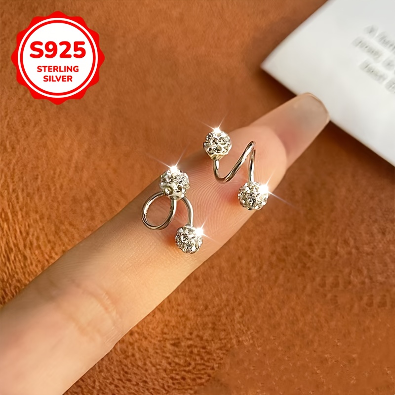 Women's 925 Sterling Silver Stud Earrings, Synthetic Zirconia