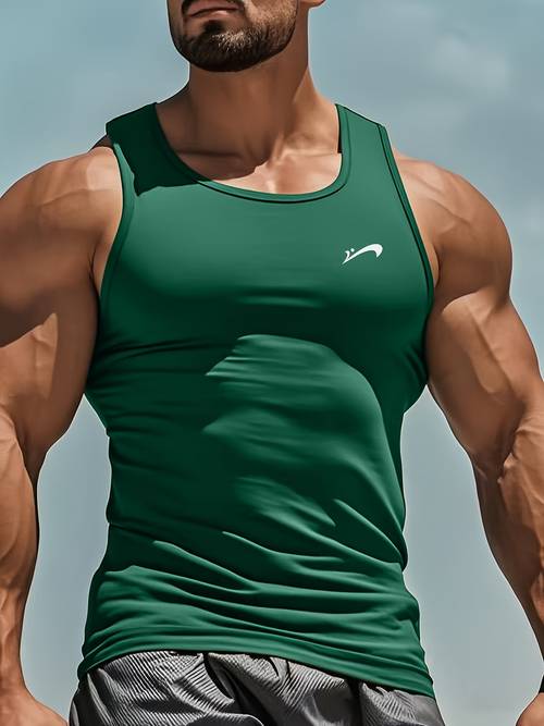 shui obm mens breathable sleeveless tank top red round neck stretchy sweat absorbent for casual wear gym tank top