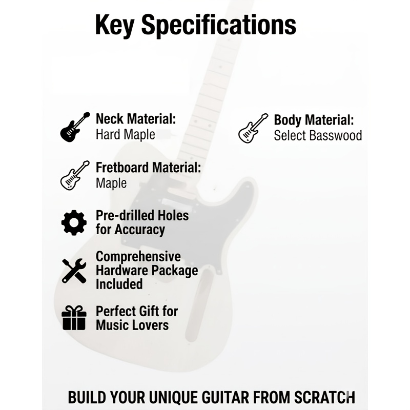 tl style electric guitar assembly kit basswood body maple neck full set of silvery hardware hand assembled guitar kit