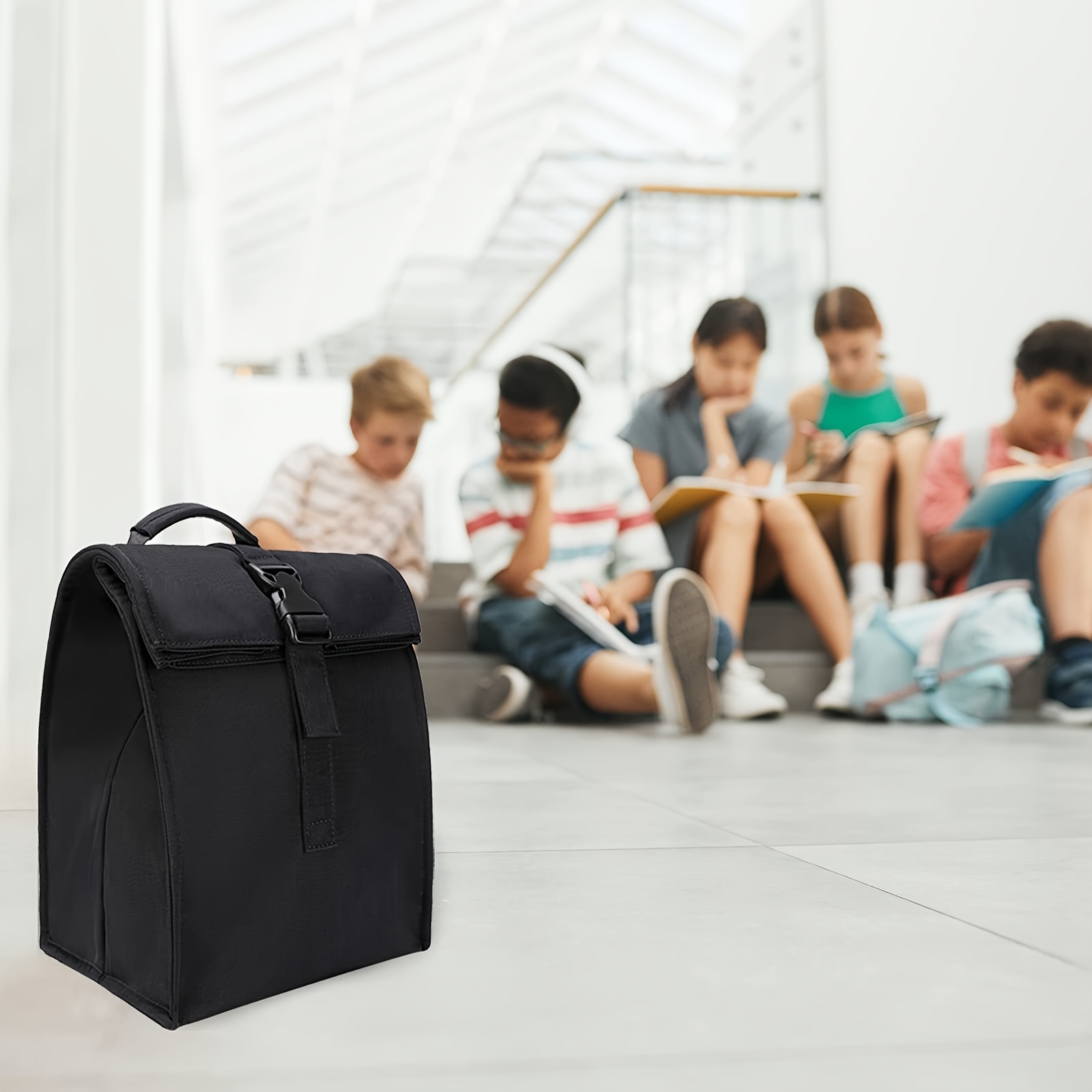 foldable oxford cloth lunch bag multi functional crossbody waterproof picnic cooler black no details 3