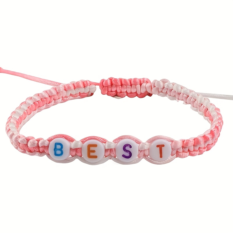 TEMU Custom Bracelet Fashion Cute Colorful Hand Rope Random Colorful Letter Bead Hand Rope Customizable Name Slogan Location Date Album Name Concert