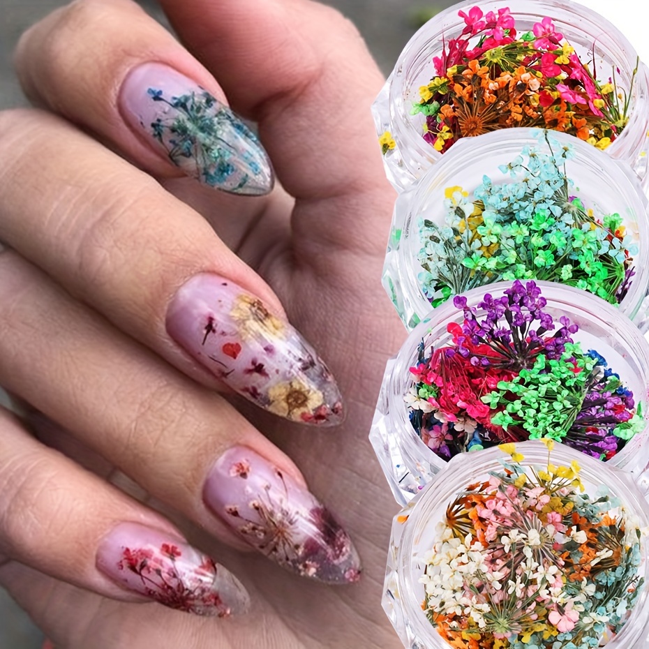

3d Dried Flower Nails Art Decorations Natural Floral Lace Blossom Nail Charms Stickers Jewelry Manicure Supplies Accessories
