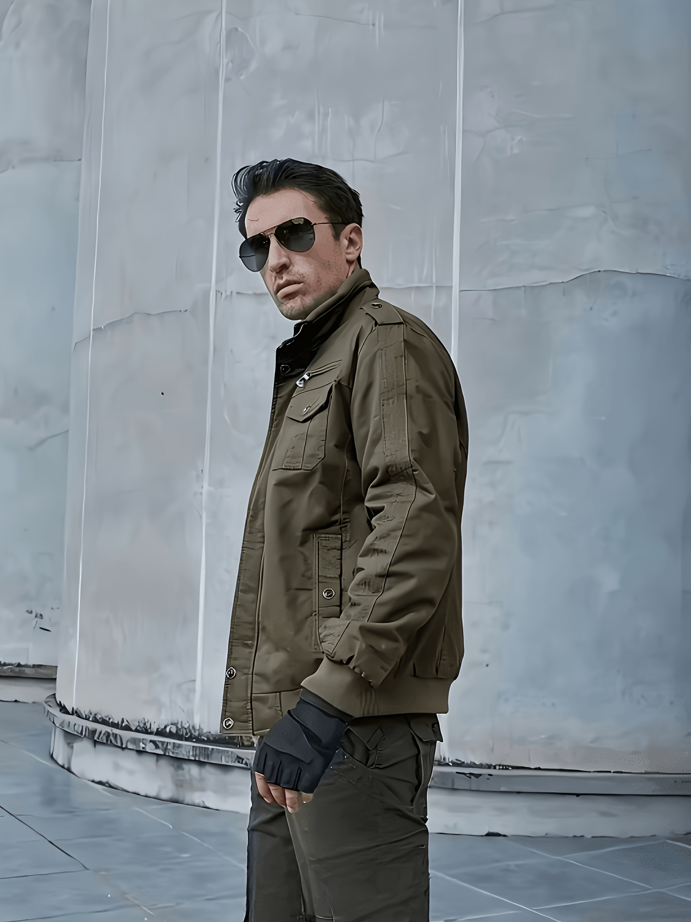 Men's Casual Jacket for Spring and Autumn, Made with Thick, Comfortable, and Structured Fabric in a Vintage Style. Features Multiple Pockets, Ted Ribbed Cuffs and Hem for Windproof Warmth. Suitable for Daily Work, Outdoor Sports