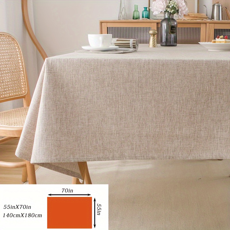 TEMU Sleek Linen Tablecloth: Rectangular, Machine-made, Viscose Cover, Suitable For 8-10 Seats