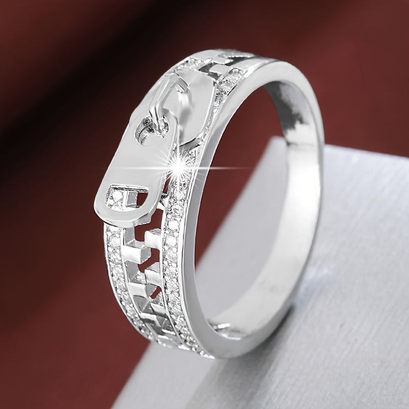 Silver Zipper Ring