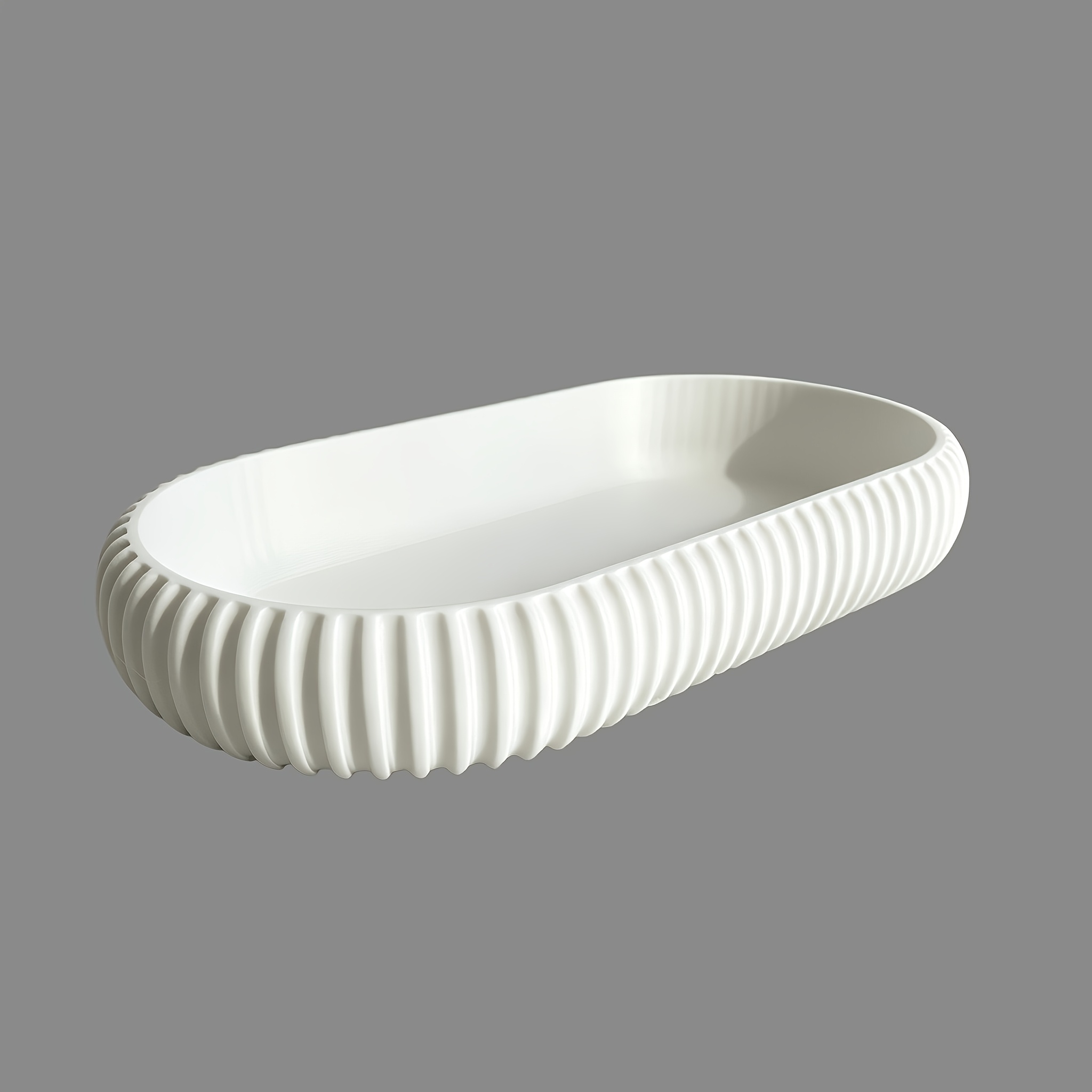 TEMU 1pc Striped Oval Storage Tray, 3d Printed Minimalist Storage Dish, Multi-functional Organizer For Entryway, Vanity, Bathroom, Desktop, For
