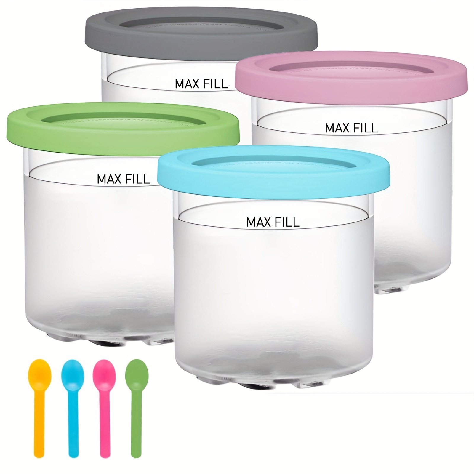   pint and lids 4pcs   containers 16oz   453 6g cream pint compatible with   nc299amz and nc300  ice cream maker dishwasher safe good seal 0