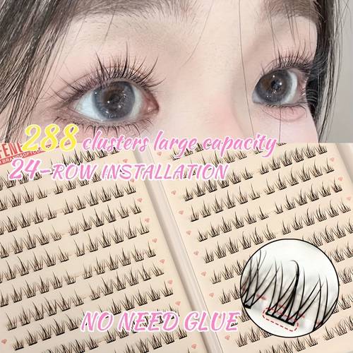 288 clusters of free sunflower eyelashes with a large capacity natural realistic suitable for beginners with a built in strip be attached segmented super soft and self for