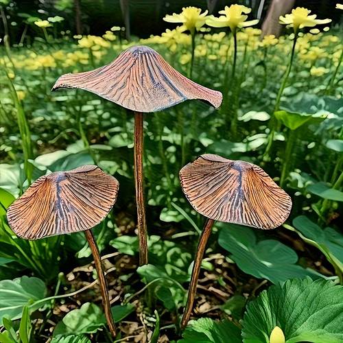 vintage rustic metal mushroom garden decor set 3pcs 15 75 11 42 outdoor rusty mushroom signs for farmhouse style yard and lawn decoration perfect gift for and colleagues