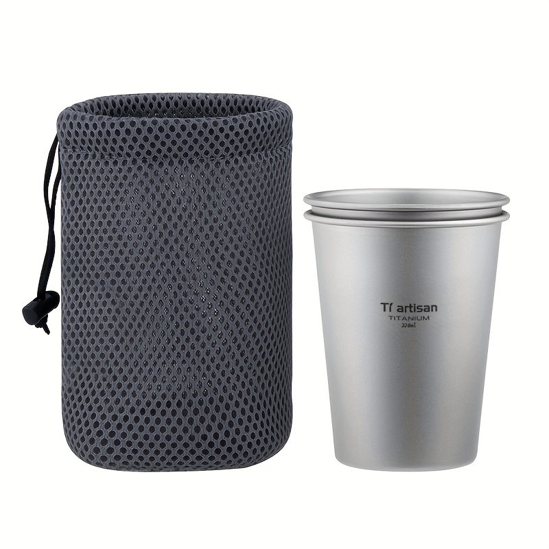 2pcs 320ml Pure Titanium Mug | Tiartisan Ultralight Portable Single Layer Juice Drinking Mug, Stackable Coffee Mugs, Wide Mouth Beer Mugs, Sturdy Drinkware With Storage