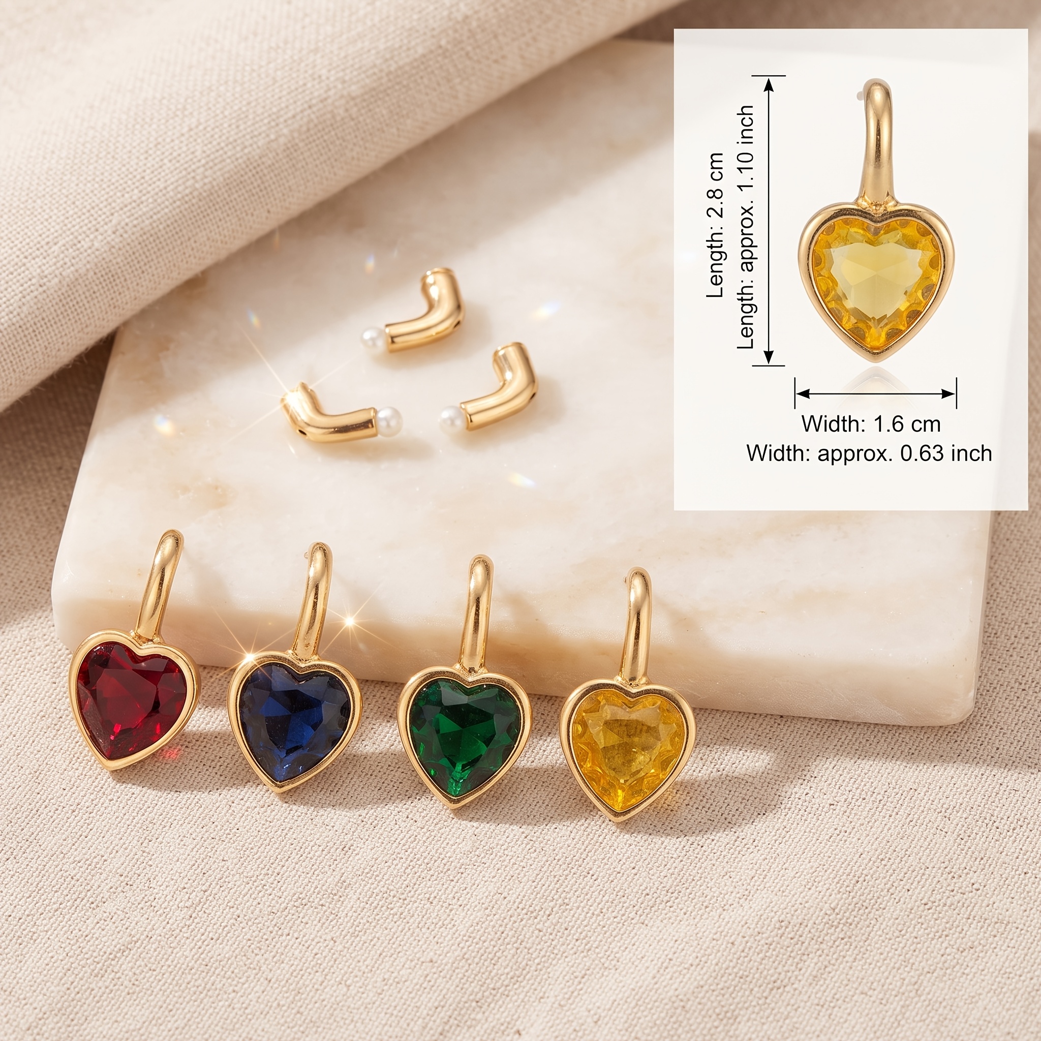 French Retro Detachable Ear Studs with Heart Pendant
