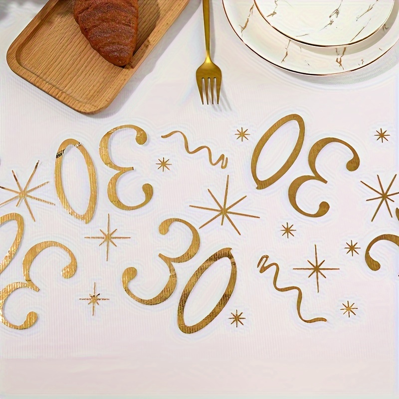 TEMU 1pc 11x108 Inch Celebration Table Runner, Elegant Gilded Design For 30th, 70th Birthday, Anniversary, Retirement Party Supplies, Festive Table