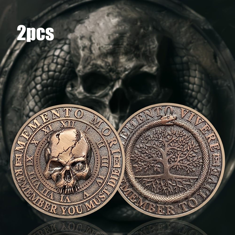 1개/2개/5개/10개 메멘토 모리 코인 | 3d 해골 조각 아연 합금 구리 도금 생명의 나무 스토이 리마인 - Temu  Republic of Korea