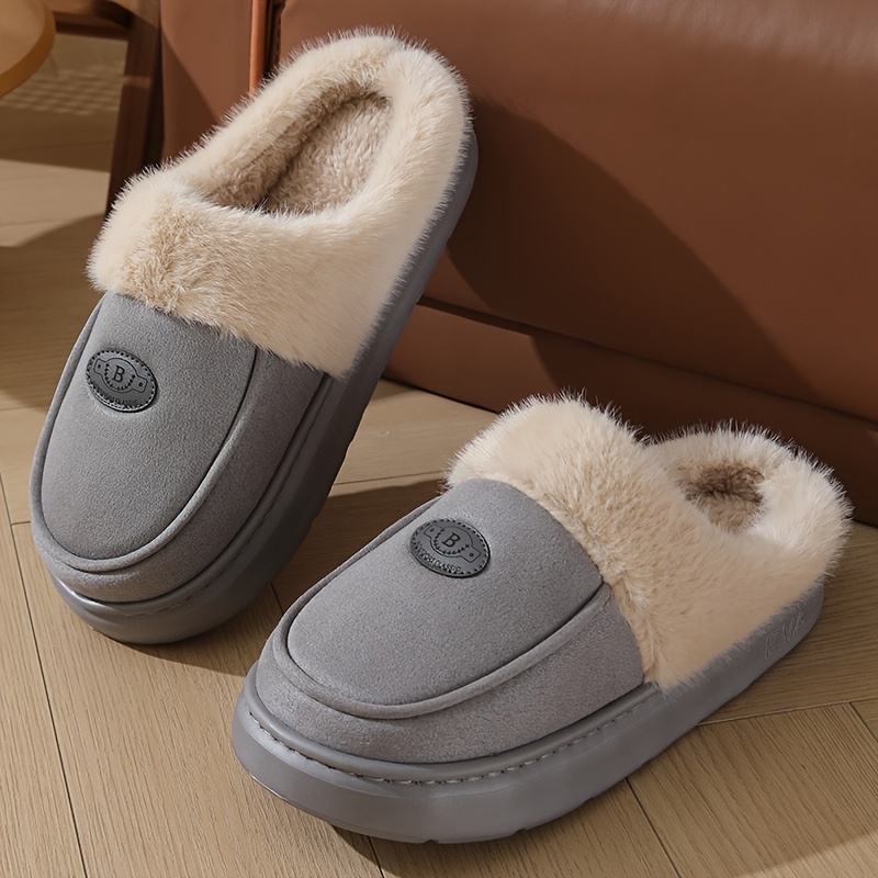 lined mens slippers with eva sole warm non slip indoor shoes for winter comfort details 6