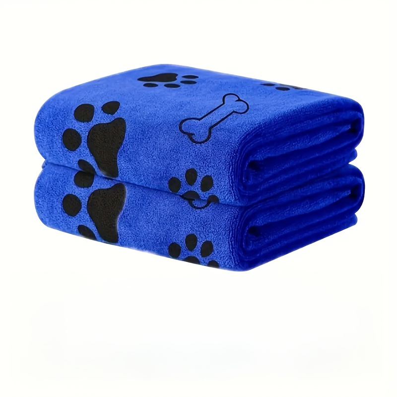 TEMU 2-pack Quick-drying Pet Towels, 13.78x39.37 Feet, Designed For Cats And Dogs. Made Of Soft, Absorbent Polyester Material With A Fun Paw Print