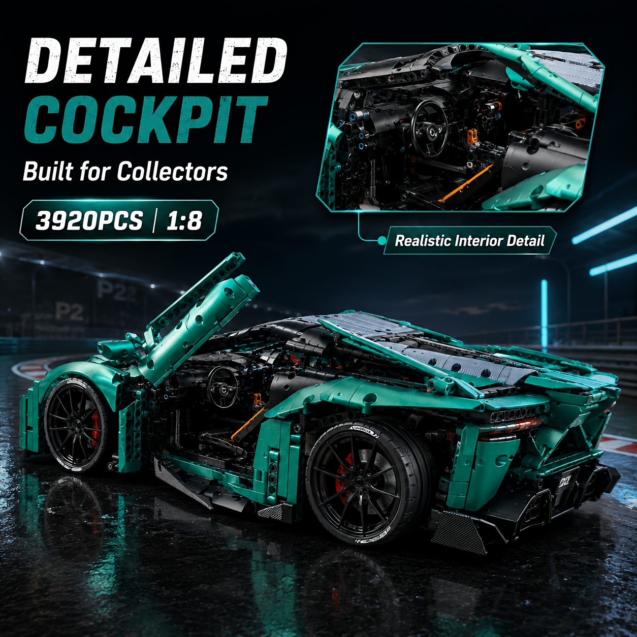 Image of 1:8 3920pcs Flagship Dragon Year Supercar Building Blocks Gift Set Assembly Model Easy To Assemble, Simple Difficulty, Birthday Gift Anniversary Gift Suitable For Room Decoration