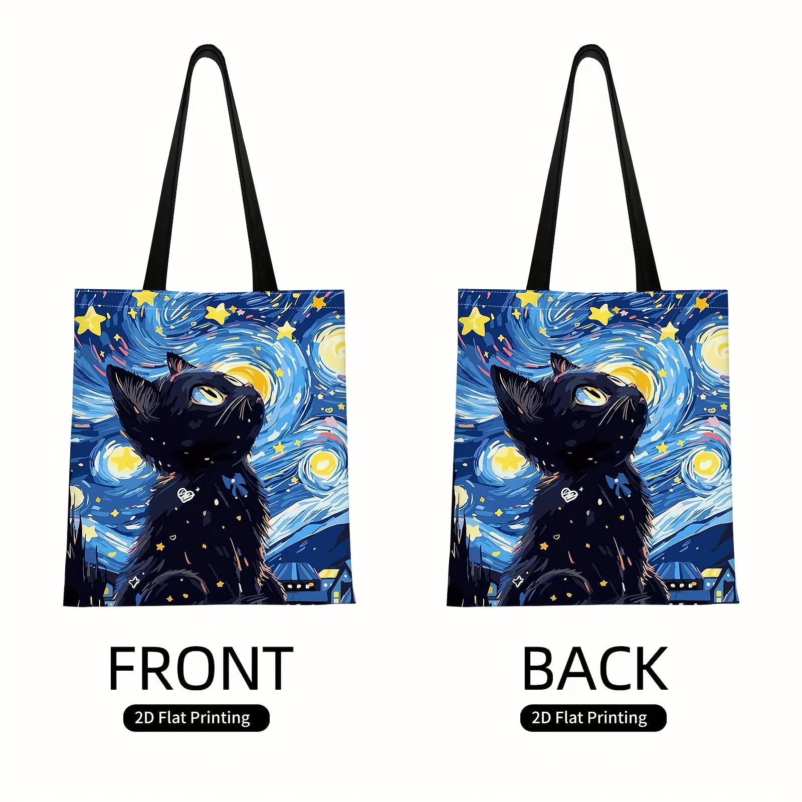 Fur Swirl Abstract, , Cat Silhouette. Cute Tote Bag Print Colorful Shoulder Bag Suitable Outdoor Out And Shopping Suitable Gatherings Holiday Events Double Layered Gifts For