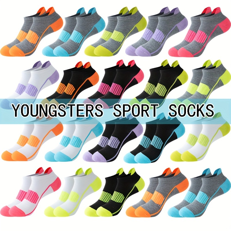 

Acefine 10/20/30pcs Breathable Mesh Ankle Socks For Teens - Striped, Fit For Sports & Running