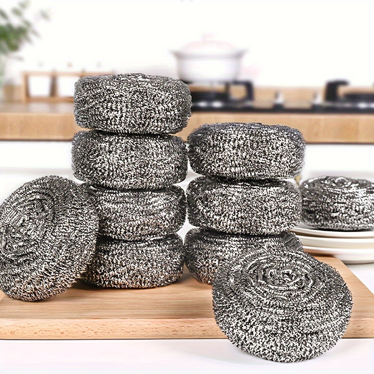 

10-pack Metal Scrub Sponges, Wool Balls For Pots And Pans, Ideal Gift For Cooking Enthusiasts, Kitchen Cleaning Essentials