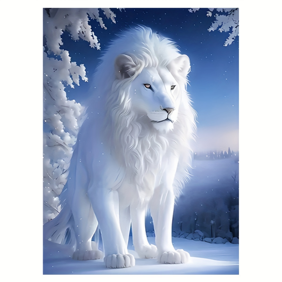 

5d Diy Diamond Painting Kit 30x40cm Full Drill Canvas, White Lion Design, Perfect For Home Wall Decor And Holiday Gift