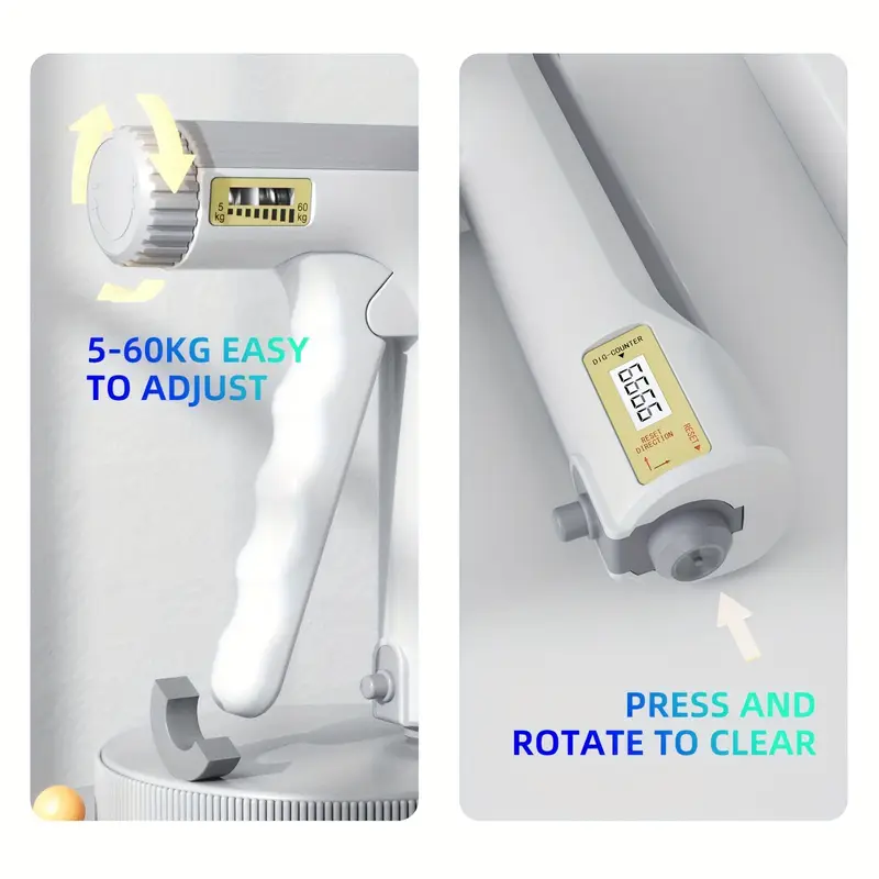11 132 lbs 5 60kg smart hand grip trainer with pressure sensor adaptive weight durable spring mechanical counter non slip for finger arm strength fitness office relax black white compact Product details 1